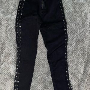 Side Lace Skinny Jeans